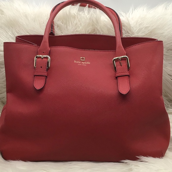 Kate Spade Large Red Leather Open Tote Bag - Picture 1 of 16